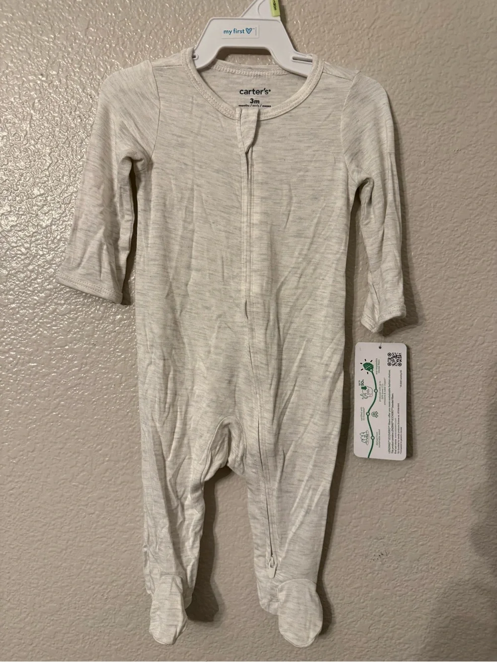 Carter's Heather Light Gray Footed One-Piece Zippered Sleeper